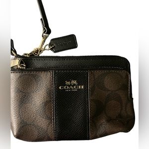 Brown & black Coach wristlet/mini wallet
